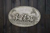 Betonnen tuinbeeld - muurornament dansende elfen / fee