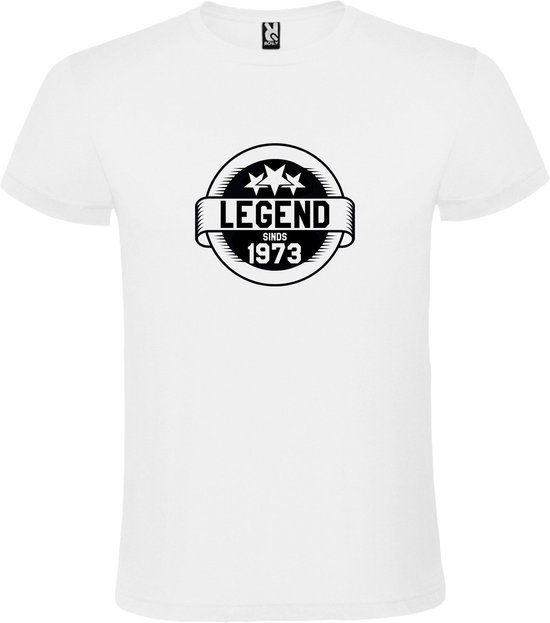 Wit T shirt met print van " Legend sinds 1973 " print Zwart size XXXXXL