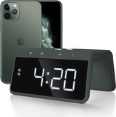 Caliber HCG019QI-MG Digitale Wekker met Draadloze Oplader - Dual Alarmklok met Wake Up Light - Midnight Green