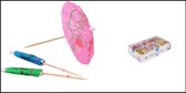 150x Parasol prikkers hout 100mm - IJs dessert eten toetje kerst festival food sorbet pluutje parasol
