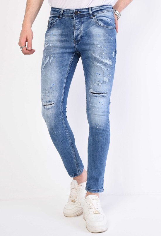 Foto: Lichtblauwe jeans heren met gaten 1059 blauw