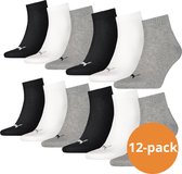 Puma Quarter Sokken Plain 12-pack Zwart / Wit / Grijs