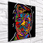 Pop Art Elvis Presley Acrylglas - 80 x 80 cm op Acrylaat glas + Inox Spacers / RVS afstandhouders - Popart Wanddecoratie