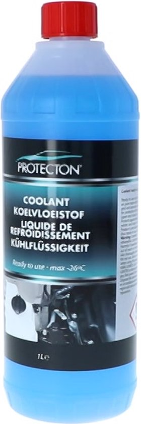Protecton Koelvloeistof Kant & Klaar - Geeft bescherming tot -26°C - Tast geen lak, rubber of metaal aan - Veilig voor radiator - Voorkomt kalk- en schuimvorming - 1 Liter