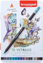 Bruynzeel expression tin 12 crayons de couleur - métallisé