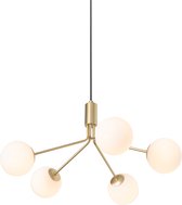 QAZQA coby - Art Deco Hanglamp eettafel - 5 lichts - Ø 55 cm - Goud/messing - Woonkamer | Slaapkamer | Keuken