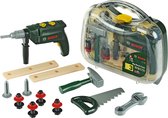 Klein Toys Bosch 16-delige gereedschapskoffer - boormachine, hamer, zaag, steeksleutel en gereedschap accessoires - incl. licht- en geluidseffecten - groen