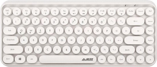 Ajazz – Draadloos Toetsenbord – Met bluetooth – Membraan – Retro Style Toetsen – Wit