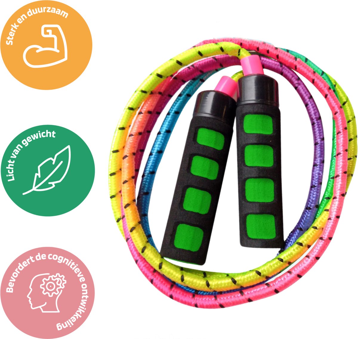 Jobber Ropes Playrope Springtouw - voor kinderen - gekleurd - rubber