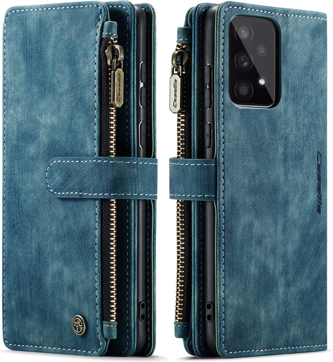 Hoesje geschikt voor Samsung Galaxy A33 5G - Wallet Book Case - met Rits en Magneetsluiting - met RFID bescherming - Blauw