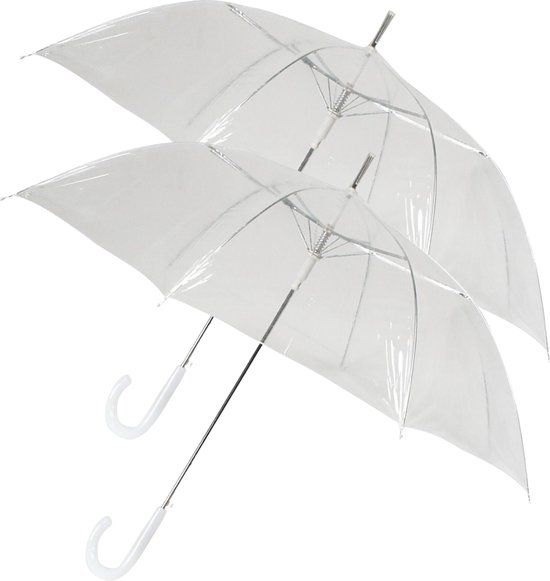 2x Elegante transparant paraplu 104 cm doorzichtige paraplu - trouwparaplu -... | bol.com