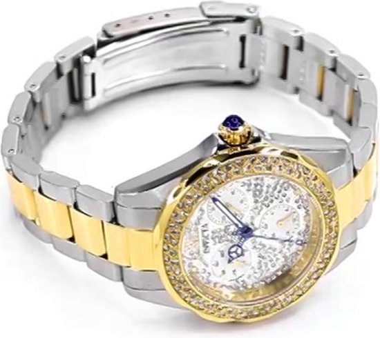 Invicta Angel 48123 Dames Horloge - Quartz Uurwerk   Roestvrij Staal Met Gouden Wijzerplaat   20mm 879224984