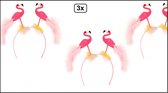 3x Diadeem Flamingo summer - zomers themafeest hoofdeksel haarband hawai tropical carnaval festival hoofddeksel