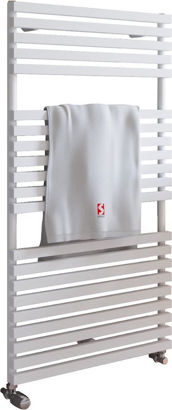Schulte designradiator Genf, 60 x 118 cm, 718 Watt, alpine-wit, EP038020 04, radiator horizontaal met rechthoekige buizen