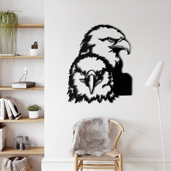 Wanddecoratie | Adelaar / Eagle | Metal - Wall Art | Muurdecoratie | Woonkamer |Zwart| 37x45cm