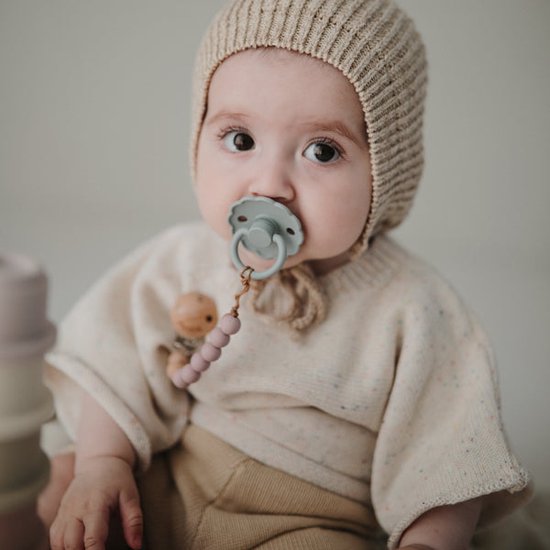 Mushie Speenkoord EVA - Mauve / Hout (look) - 100% siliconen kralen van Mushie — afbeelding 3