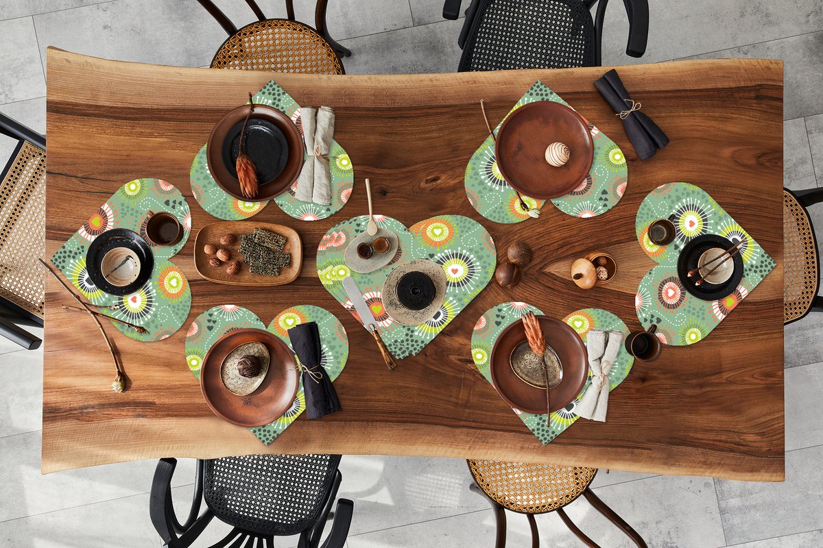 Onderleggers - Placemats - Placemats hartje - Bloem - Design - Hartjes - 10 stuks