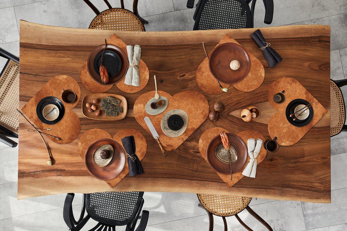 Onderleggers - Placemats - Placemats hartje - Roest print - Bruin - Brons - 10 stuks