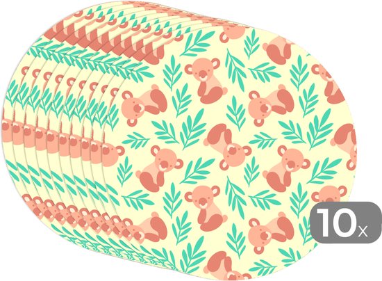 Sets de table ronds - Dessous de verre - Napperons de table ronds - Jungle - Motifs - Koala - Animal - 10 pièces