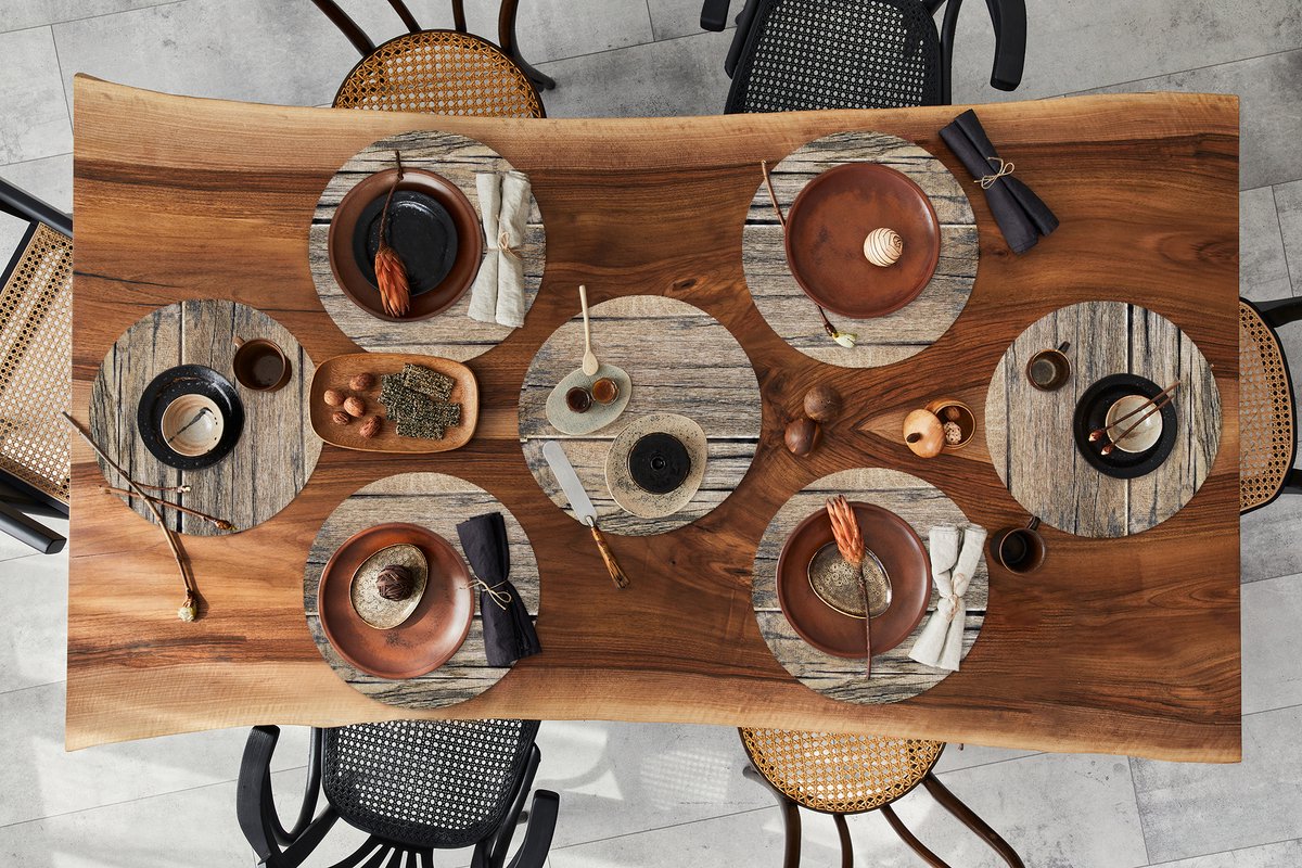 Ronde placemats - Onderlegger - Placemats rond - Plank - Hout - Boomstam - Vintage - 8 stuks