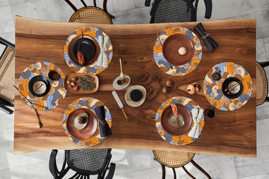 Sets de table ronds - Dessous de verre - Napperons de table ronds - Vintage - Japonais - Motifs - 6 pièces