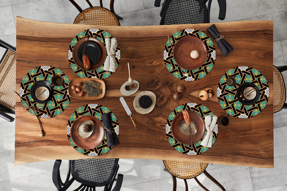 Ronde placemats - Onderlegger - Placemats rond - Oriëntaal - Patroon - Arabisch - Sterren - 6 stuks
