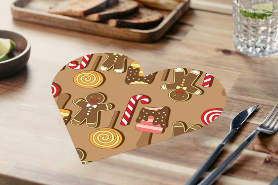 Dessous de verre - Napperons - Napperons coeur - Noël - Biscuits - Snoep - Motifs - 6 pièces - Noël - Cadeau - Cadeau de Noël pour hommes, femmes et enfants