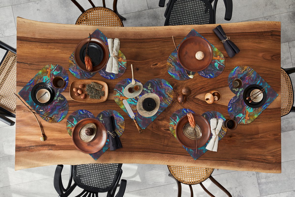 Onderleggers - Placemats - Placemats hartje - Patronen - Verf - Regenboog - 8 stuks