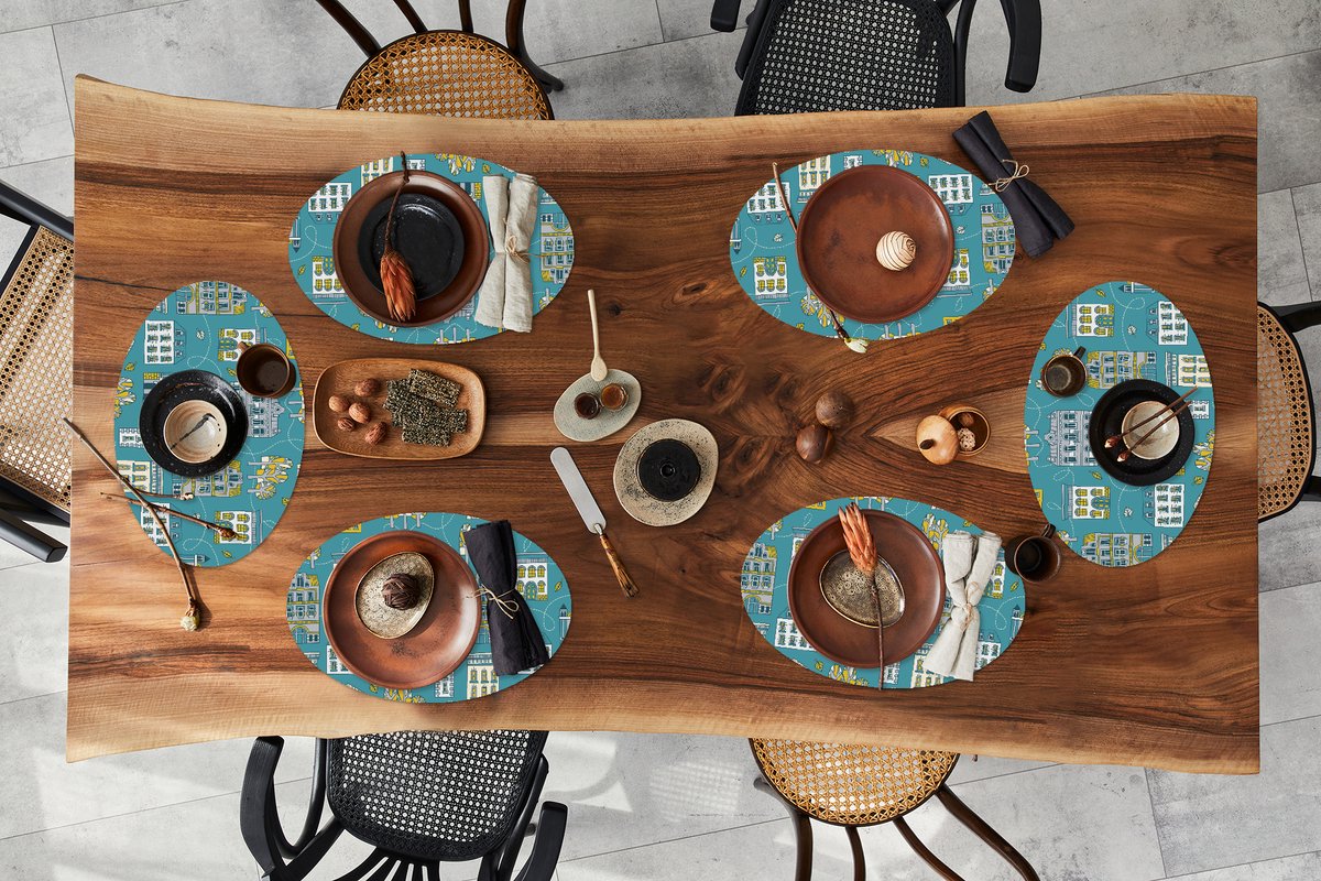 Placemats ovaal - Onderleggers - Ovale placemats - Herfst - Patronen - Huis - 6 stuks