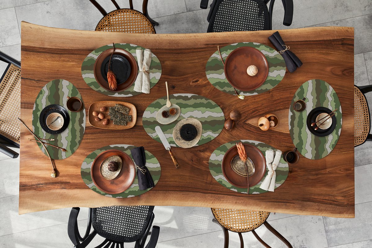 Placemats ovaal - Onderleggers - Ovale placemats - Camouflage - Patronen - Leger - 8 stuks