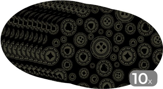 Placemats ovaal – Onderleggers – Ovale placemats – Casino – Poker – Chips – Patronen – 10 stuks