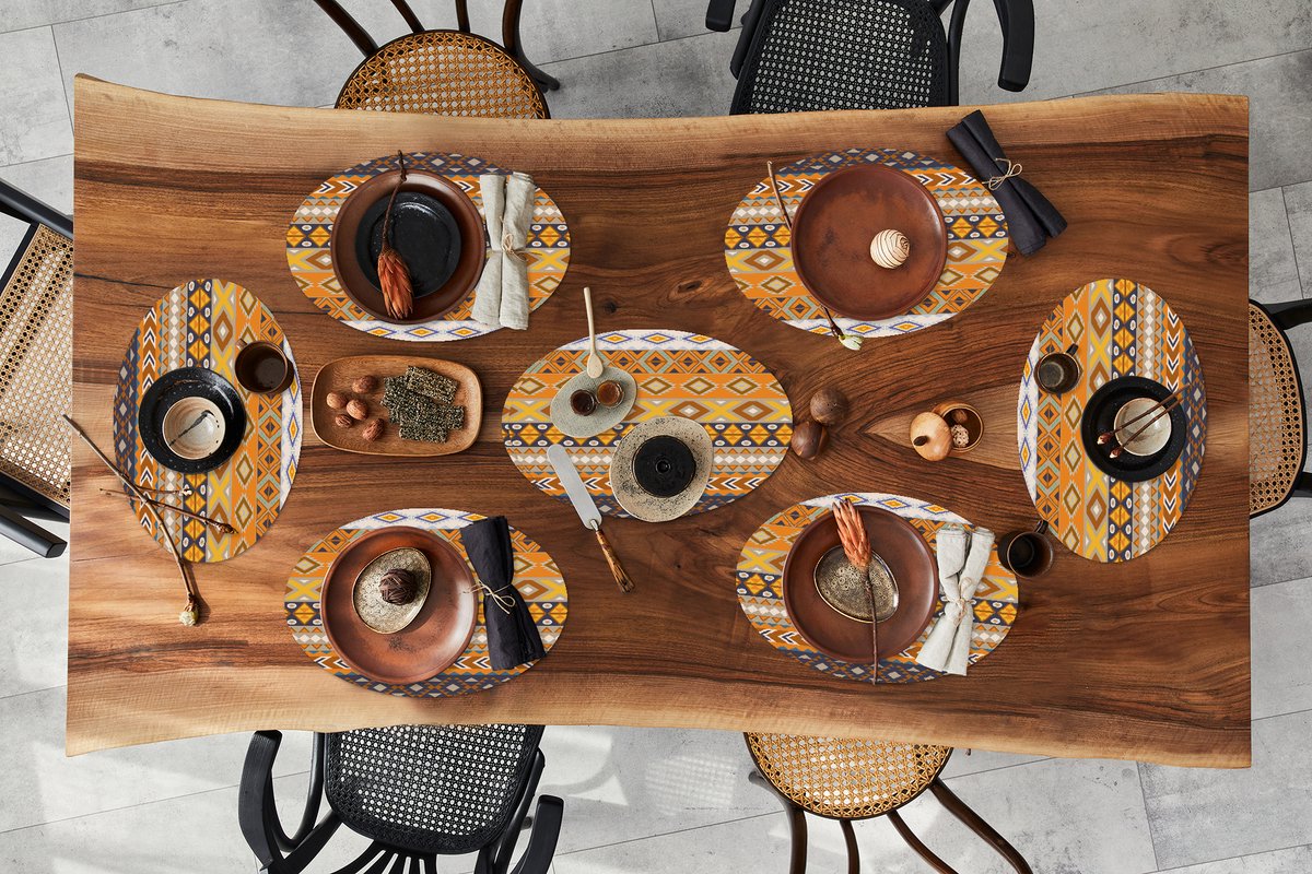 Placemats ovaal - Onderleggers - Ovale placemats - Patronen - Afrika - Abstract - 8 stuks