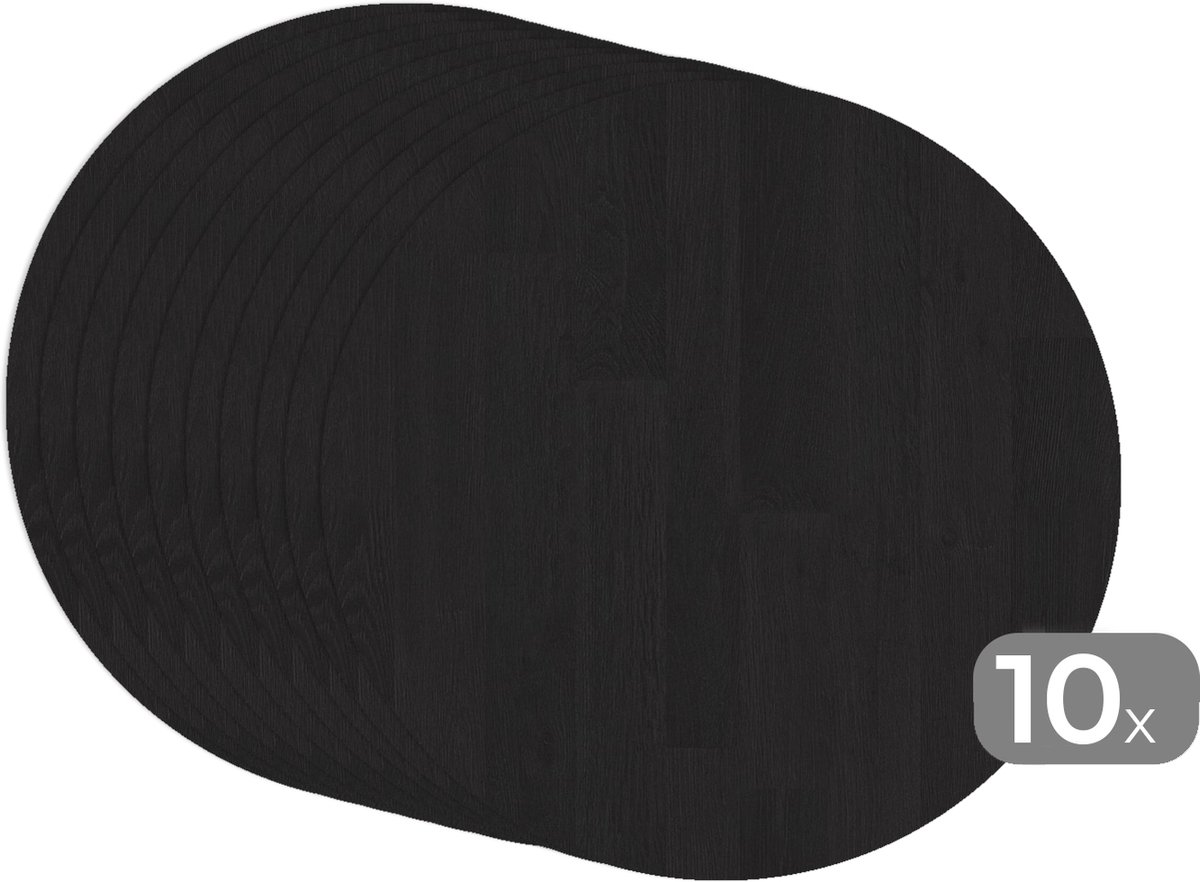 Ronde placemats Onderlegger Placemats rond Plank Zwart