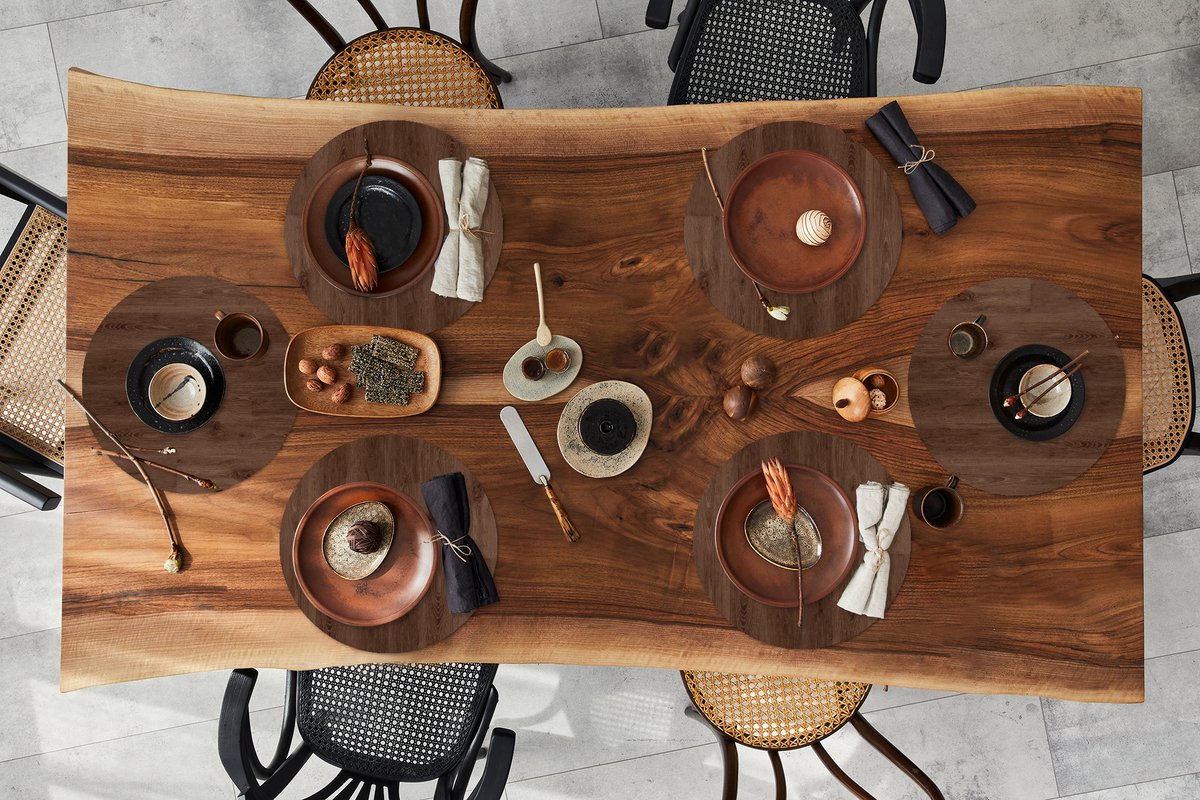 Ronde placemats - Onderlegger - Placemats rond - Bruin - Patronen - Hout - 6 stuks