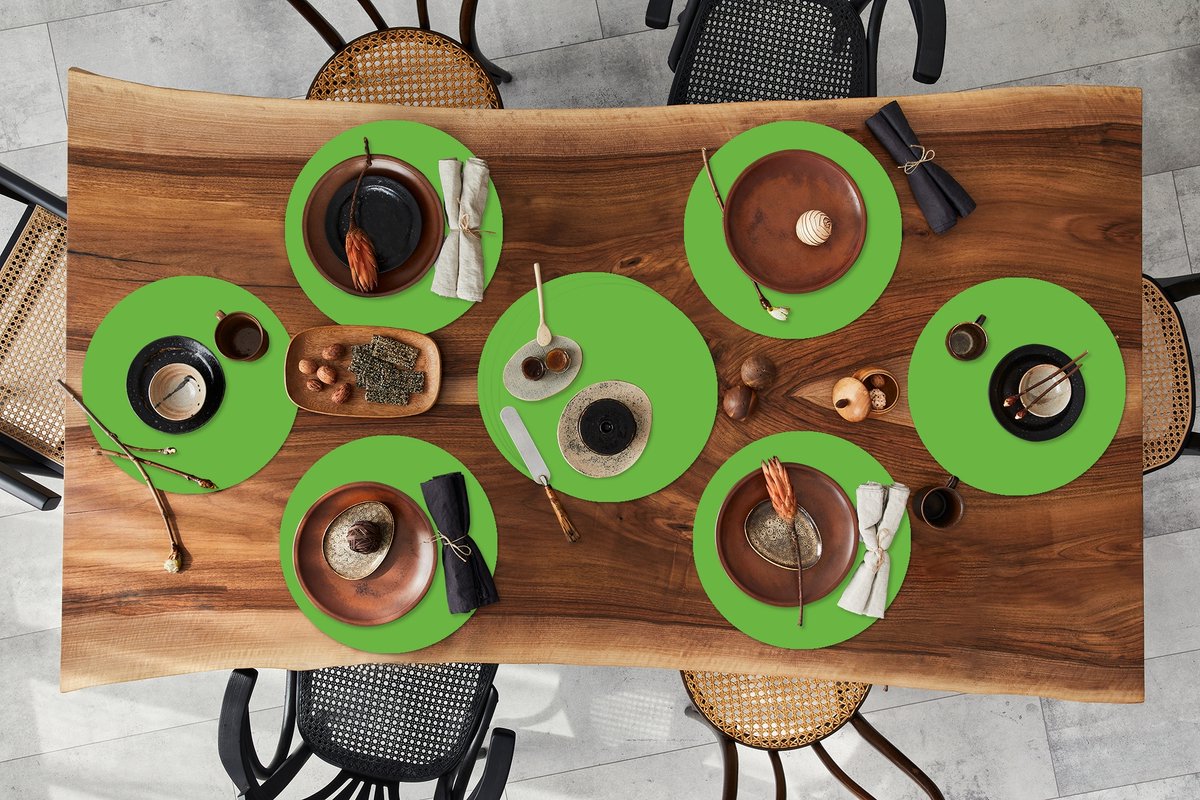 Ronde placemats - Onderlegger - Placemats rond - Groen - Kleuren - Natuur - 10 stuks