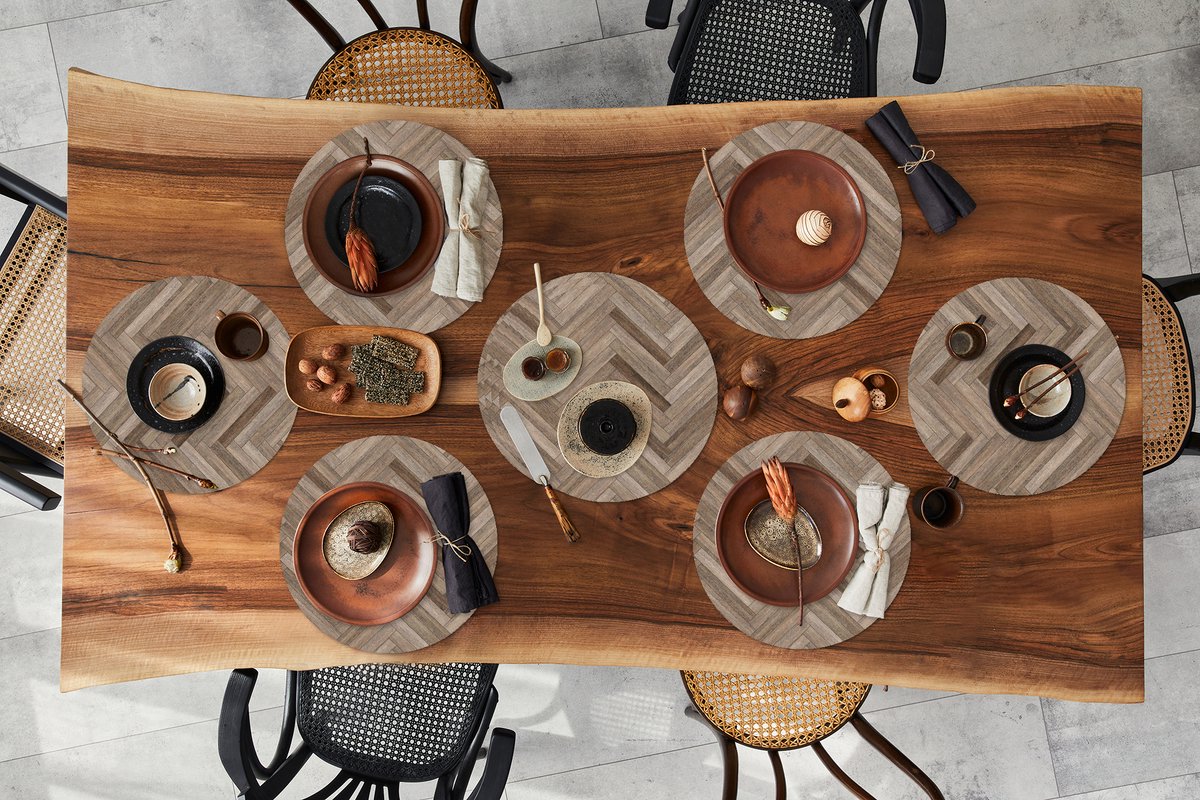 Ronde placemats - Onderlegger - Placemats rond - Patronen - Hout - Bruin - 10 stuks