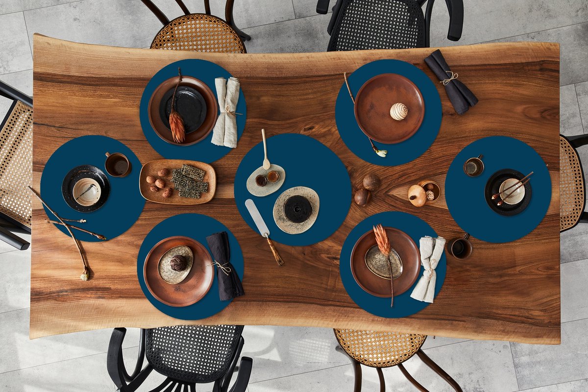 Ronde placemats - Onderlegger - Placemats rond - Indigo - Palet - Kleuren - 10 stuks