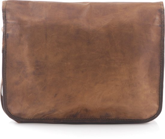 Sac messager 17 pouces - Vintage Look Cognac Brown Cuir Laptop Bag - Almeria 17