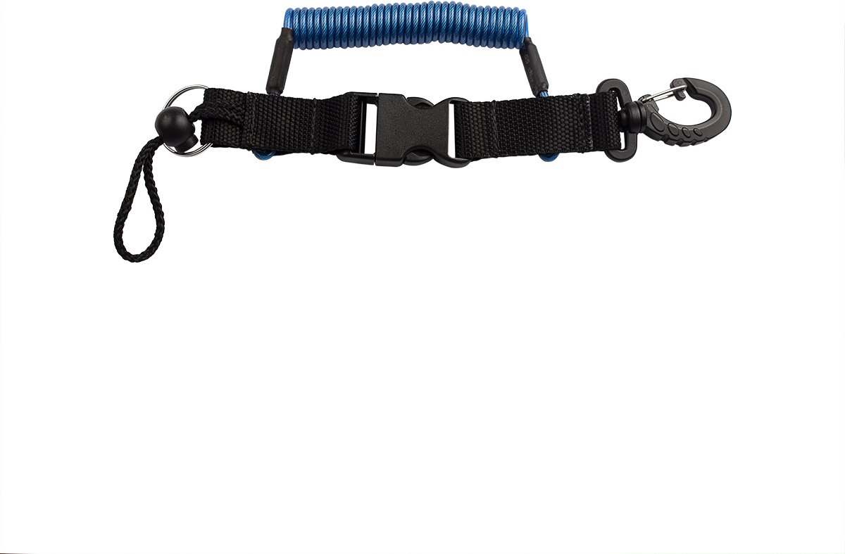 Procean spiraalkoord | 1.8 meter | met clip & splitring | blauw
