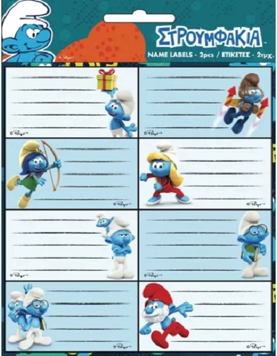 De Smurfen - 16 boeklabel stickers - voor schoolboeken
