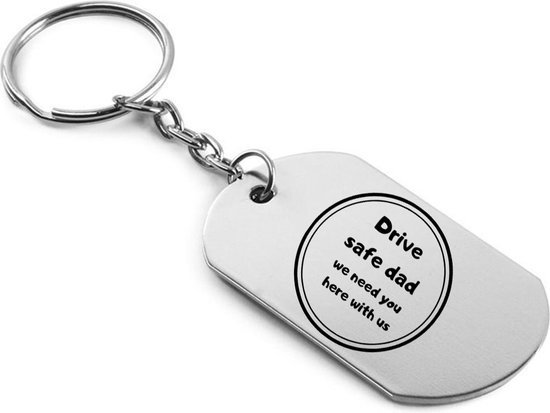 EDATOFLY Drive Safe - Sleutelhanger van roestvrij staal, gepersonaliseerde creatieve sleutelring, cadeau voor vader, echtgenoot, vriend (C-zilver