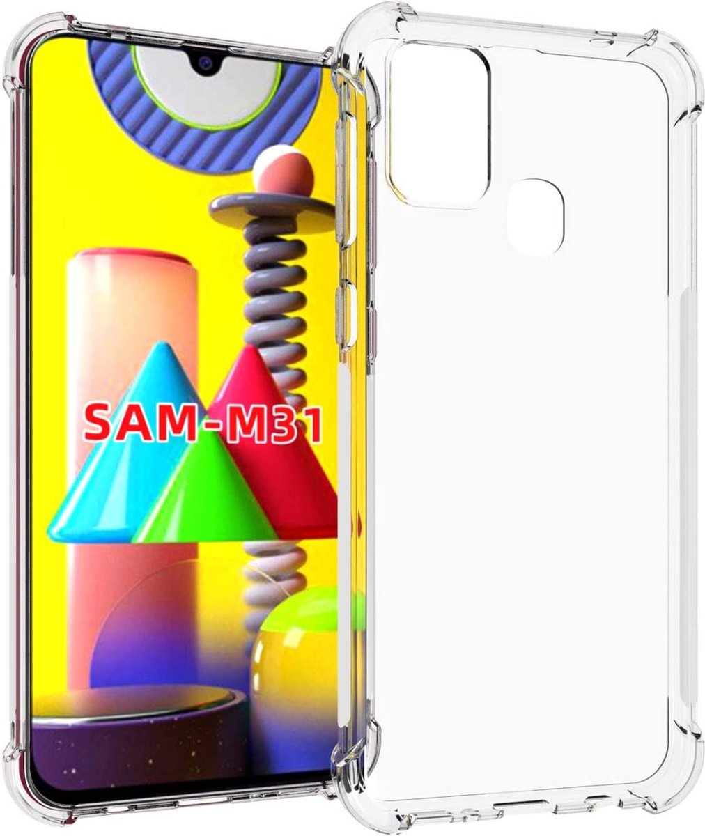 Hoesje geschikt voor Samsung Galaxy M31 - Clear Anti Shock Hybrid Armor Case Siliconen Back Cover Hoes Transparant