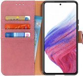 KHAZNEH Hoesje Wallet Book Case Kunstleer Roze Geschikt voor Samsung Galaxy A53