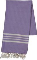 hiPPs Luxe Hamamdoek TRADITIONAL PURPLE | Saunadoek | Strandlaken | Handdoek | Pareo | Ultra soft katoen | Handloom | Lichtgewicht | Mooie franjes