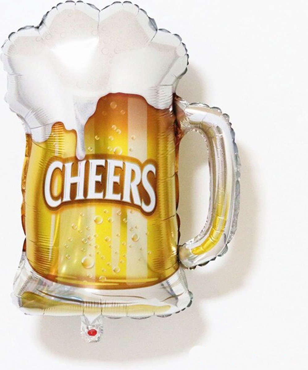 DW4Trading Folieballon Cheers Bierglas - Feesten en Partijen - 53x70 cm - Goudgeel