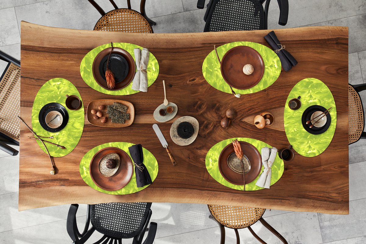 Placemats ovaal - Onderleggers - Ovale placemats - Groen - Marmer print - Verf - Design - 6 stuks