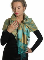 Foulard turquoise Goud en cachemire doux et pure soie. Peut être porté comme un pashmina comme un châle ou une étole. 200 * 70 cm. Châle, écharpe, foulards, enveloppe de voyage.