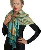 Heartbreaker Sjaal van kasjmier groen-turkoois volledige print Accessoires Sjaals Sjaals van kasjmier 