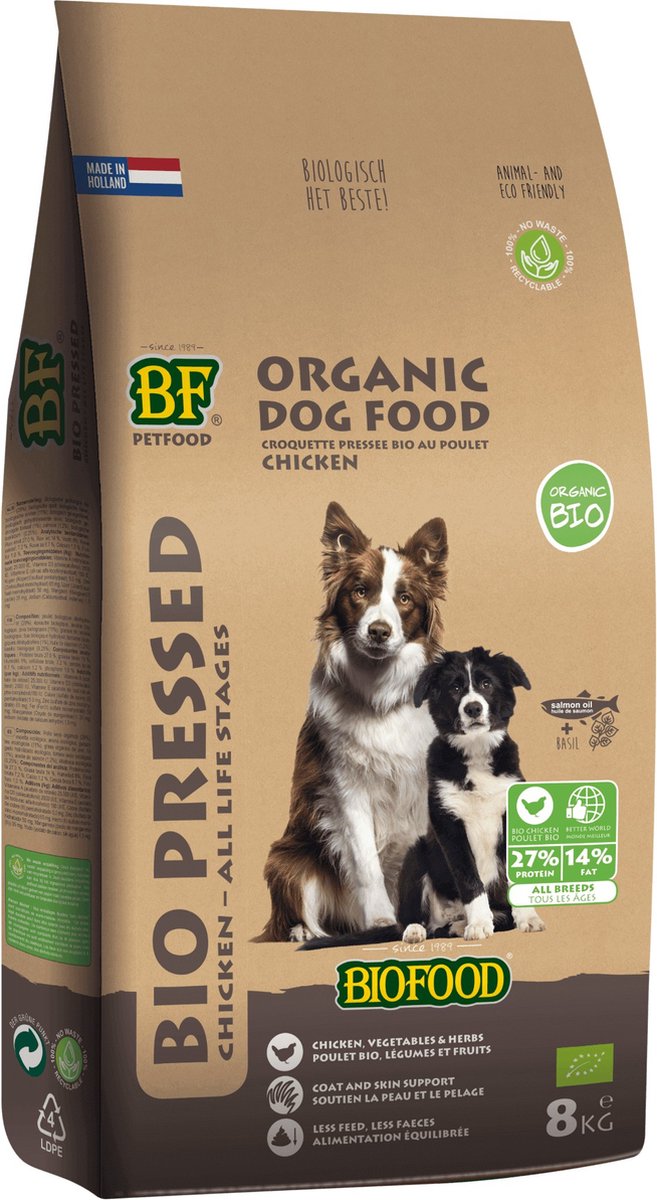 Biofood Biofood Organic Geperst Tarwevrij - Hondenvoer - 8kg
