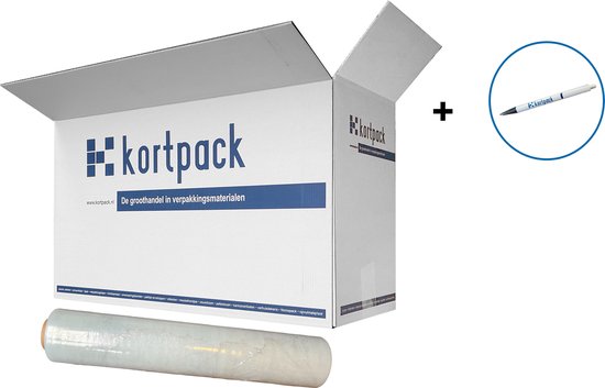 Kortpack - Handwikkelfolie 20my dik x 50cm breed x 300mtr lang - 6 rollen per doos - Stretchfolie - Rekfolie - (005.0500) - Kortpack